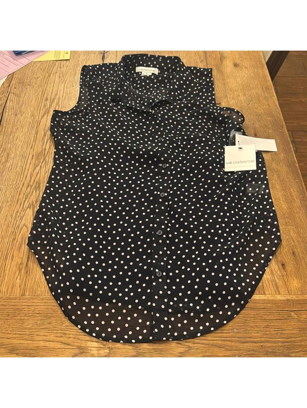 Liz Claiborne Polka Dot Sheer Sleeveless Top NWT